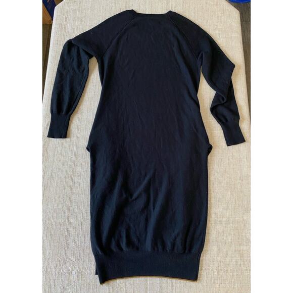 SONIA RYKIEL Womens 99% Wool Sweater Dress Black Long Sleeve Tie Waist S - Picture 6 of 16